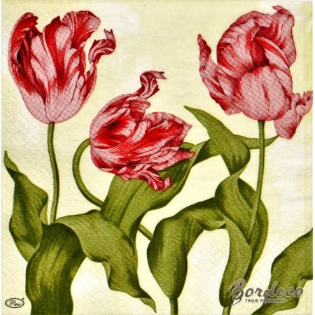 Serwetka do decoupage tulipany czerwone 33x33 PAW